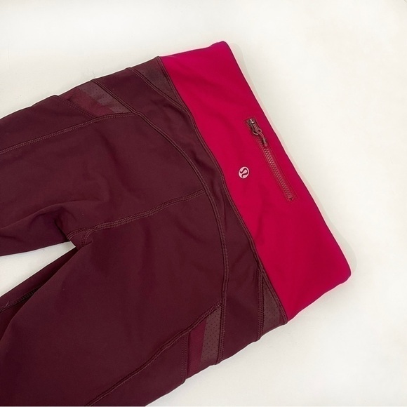 Lululemon Illumina Run Crop Bordeaux Drama Bumble berry Mesh Size 4 - Picture 6 of 9